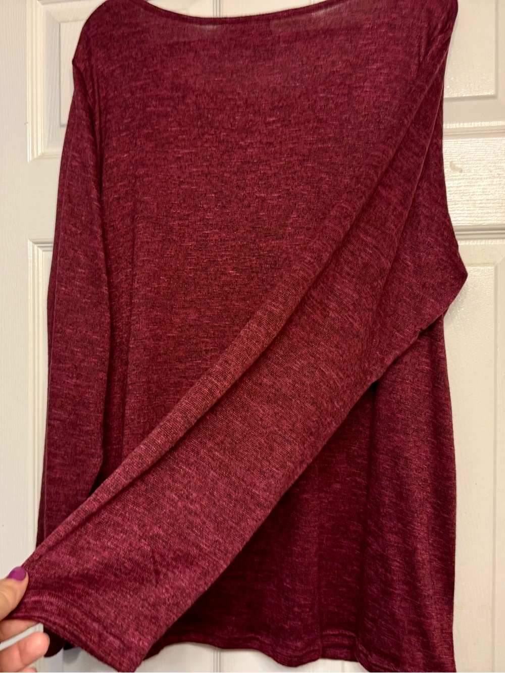 Joei & I 3X Blessed Rhinestone Burgundy Tie Front Long Sleeve - Picture 7 of 7